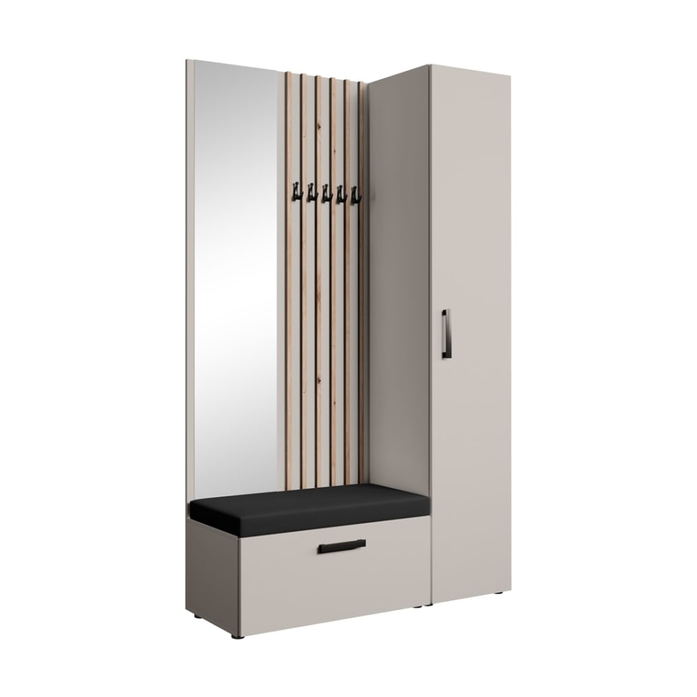 wohnli-moebel-suche-Garderobe-mit-Lamellen-und-Hochschrank-kaschmirschwarz-121x203-cm Wohnli Möbelsuche - Garderobe mit Lamellen und Hochschrank