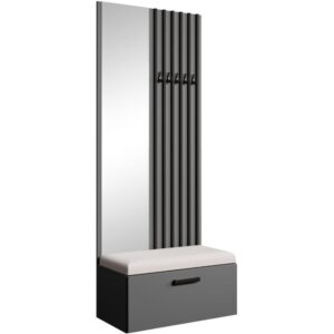 wohnli-moebel-suche-Garderobe-mit-Lamellen-und-Spiegel-GraphitBeige Wohnli Möbelsuche - Garderobe mit Lamellen und Spiegel