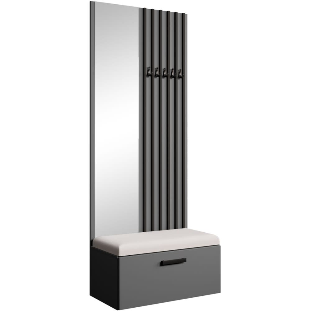 wohnli-moebel-suche-Garderobe-mit-Lamellen-und-Spiegel-GraphitBeige Wohnli Möbelsuche - Garderobe mit Lamellen und Spiegel