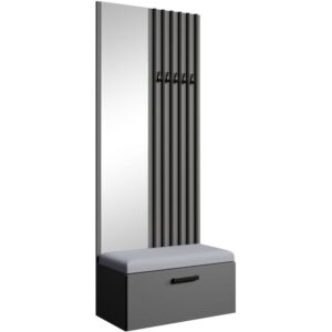 wohnli-moebel-suche-Garderobe-mit-Lamellen-und-Spiegel-GraphitGrau Wohnli Möbelsuche - Garderobe mit Lamellen und Spiegel