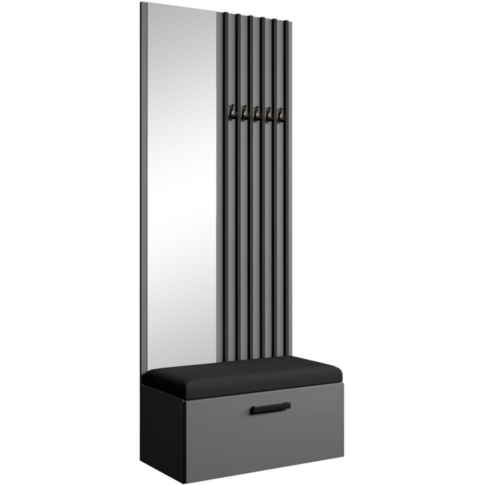 wohnli-moebel-suche-Garderobe-mit-Lamellen-und-Spiegel-GraphitSchwarz Wohnli Möbelsuche - Garderobe mit Lamellen und Spiegel