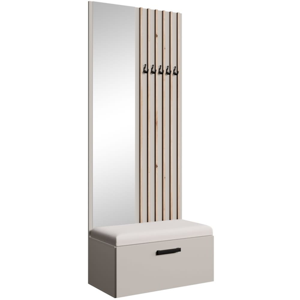 wohnli-moebel-suche-Garderobe-mit-Lamellen-und-Spiegel-KaschmirBeige Wohnli Möbelsuche - Garderobe mit Lamellen und Spiegel