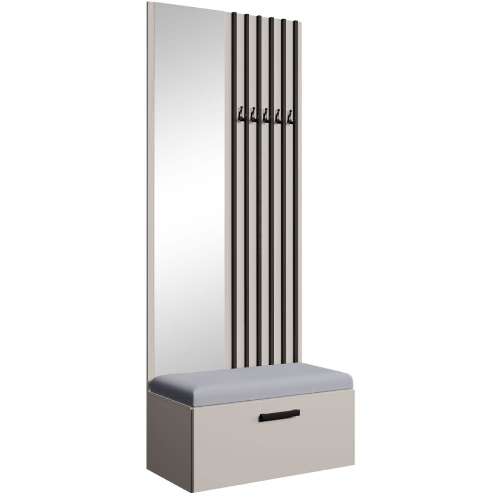 wohnli-moebel-suche-Garderobe-mit-Lamellen-und-Spiegel-KaschmirGrau Wohnli Möbelsuche - Garderobe mit Lamellen und Spiegel