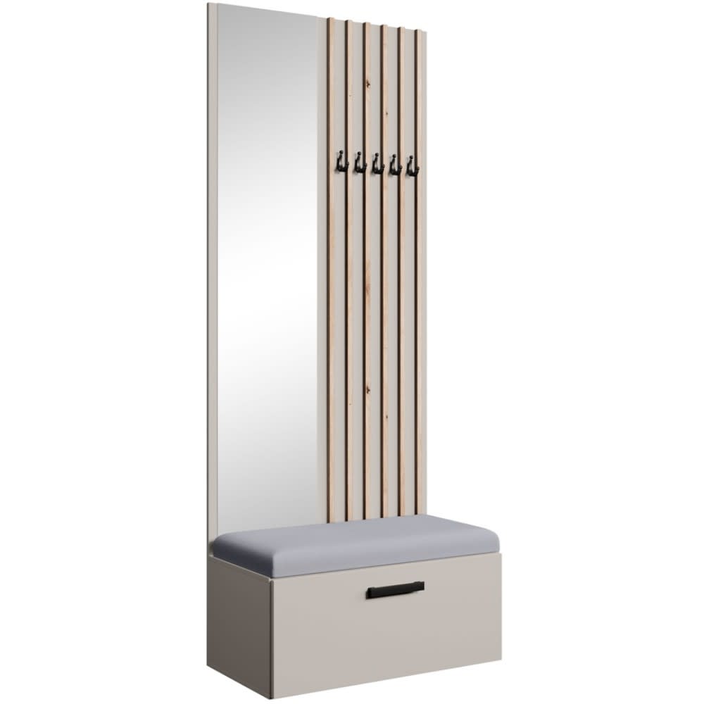wohnli-moebel-suche-Garderobe-mit-Lamellen-und-Spiegel-KaschmirGrau Wohnli Möbelsuche - Garderobe mit Lamellen und Spiegel