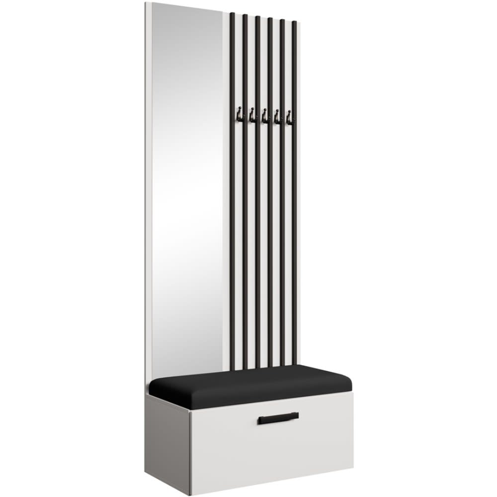 wohnli-moebel-suche-Garderobe-mit-Lamellen-und-Spiegel-WeissSchwarz Wohnli Möbelsuche - Garderobe mit Lamellen und Spiegel