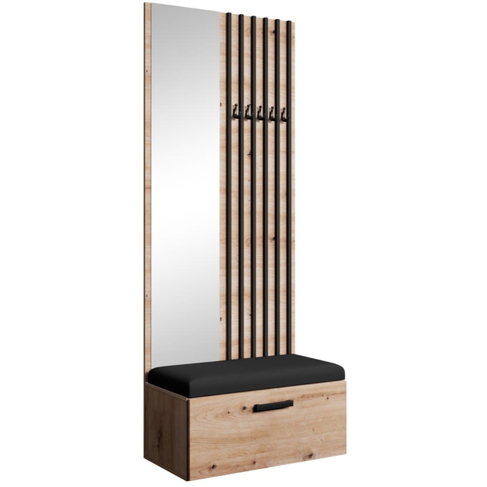 wohnli-moebel-suche-Garderobe-mit-Lamellen-und-Spiegel-eiche-ArtisanSchwarz Wohnli Möbelsuche - Garderobe mit Lamellen und Spiegel