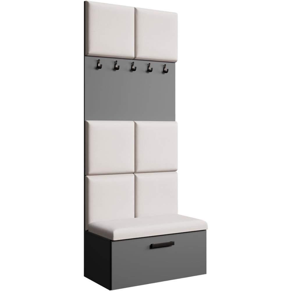 wohnli-moebel-suche-Garderobe-mit-gepolsterten-Paneelen-GraphitBeige Wohnli Möbelsuche - Garderobe mit gepolsterten Paneelen