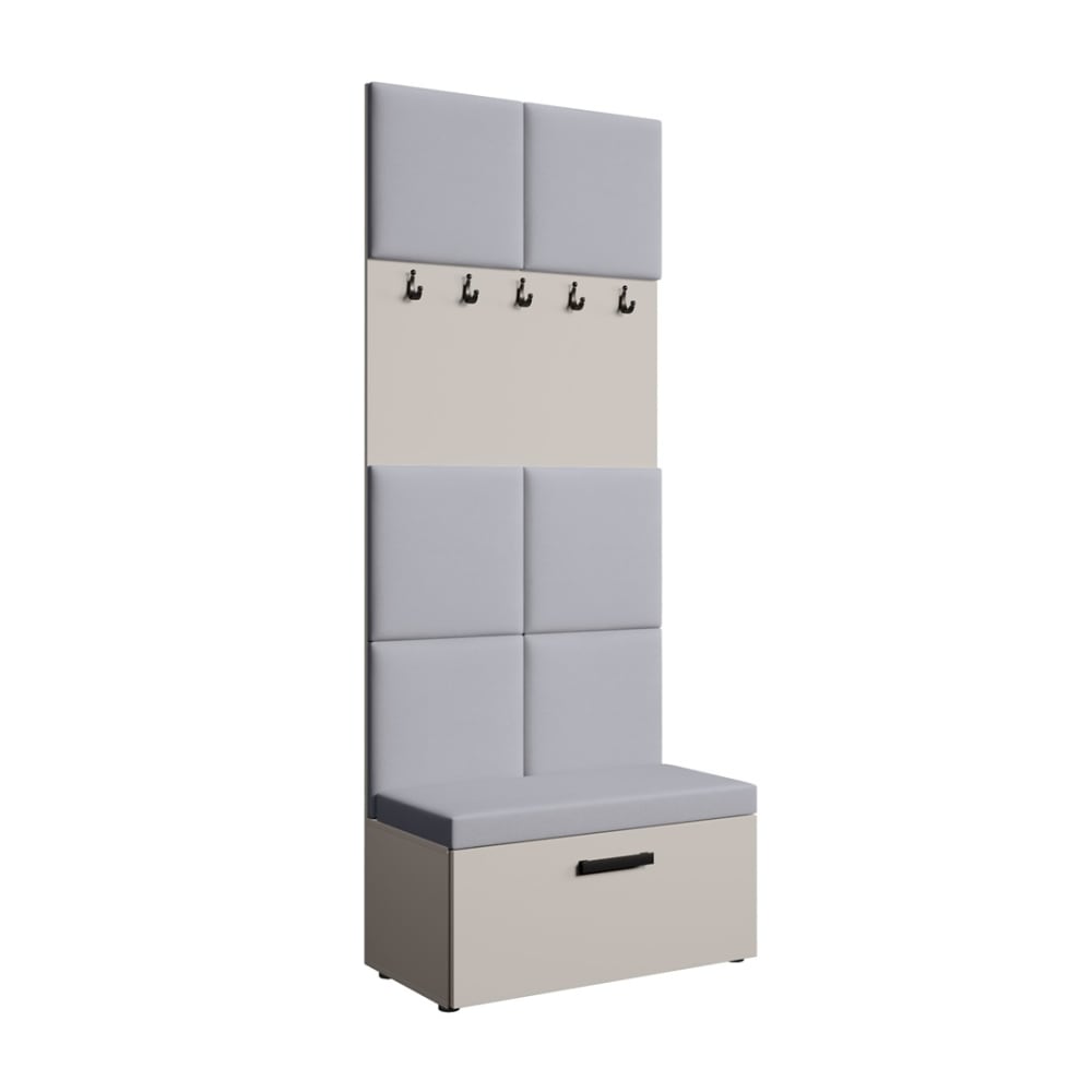 wohnli-moebel-suche-Garderobe-mit-gepolsterten-Paneelen-KaschmirGrau Wohnli Möbelsuche - Garderobe mit gepolsterten Paneelen