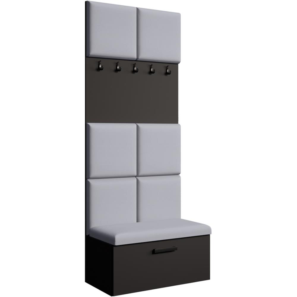 wohnli-moebel-suche-Garderobe-mit-gepolsterten-Paneelen-SchwarzGrau Wohnli Möbelsuche - Garderobe mit gepolsterten Paneelen