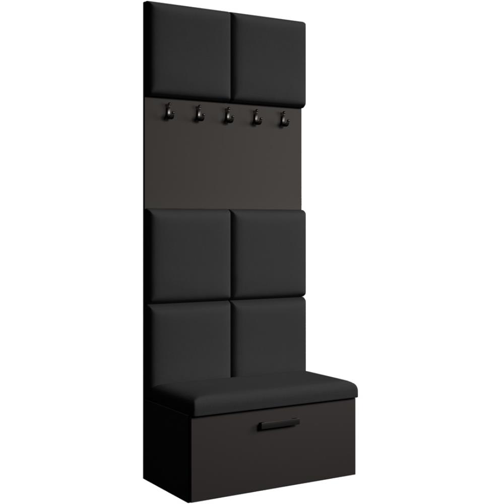 wohnli-moebel-suche-Garderobe-mit-gepolsterten-Paneelen-SchwarzSchwarz Wohnli Möbelsuche - Garderobe mit gepolsterten Paneelen