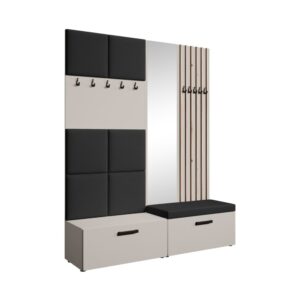 wohnli-moebel-suche-Garderobe-mit-gepolsterten-Paneelen-Spiegel-und-Lamellen-162x203-cm Wohnli Möbelsuche - Garderobe mit gepolsterten Paneelen