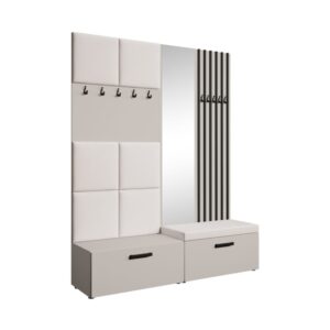 wohnli-moebel-suche-Garderobe-mit-gepolsterten-Paneelen-Spiegel-und-Lamellen-162x203-cm Wohnli Möbelsuche - Garderobe mit gepolsterten Paneelen