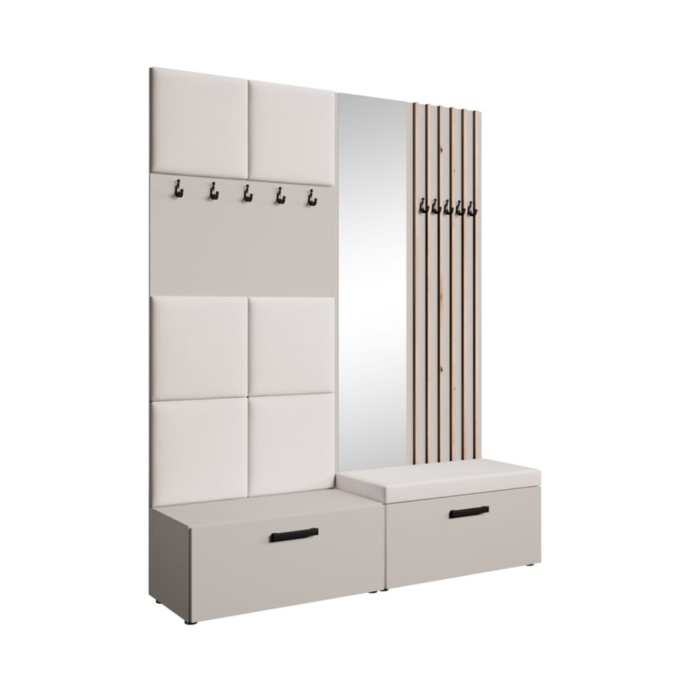 wohnli-moebel-suche-Garderobe-mit-gepolsterten-Paneelen-Spiegel-und-Lamellen-162x203-cm Wohnli Möbelsuche - Garderobe mit gepolsterten Paneelen