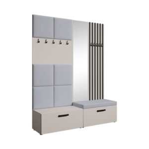 wohnli-moebel-suche-Garderobe-mit-gepolsterten-Paneelen-Spiegel-und-Lamellen-162x203-cm Wohnli Möbelsuche - Garderobe mit gepolsterten Paneelen