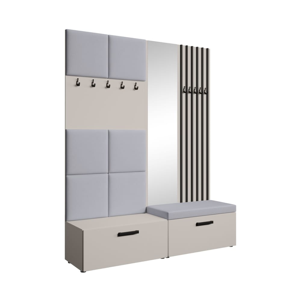 wohnli-moebel-suche-Garderobe-mit-gepolsterten-Paneelen-Spiegel-und-Lamellen-162x203-cm Wohnli Möbelsuche - Garderobe mit gepolsterten Paneelen
