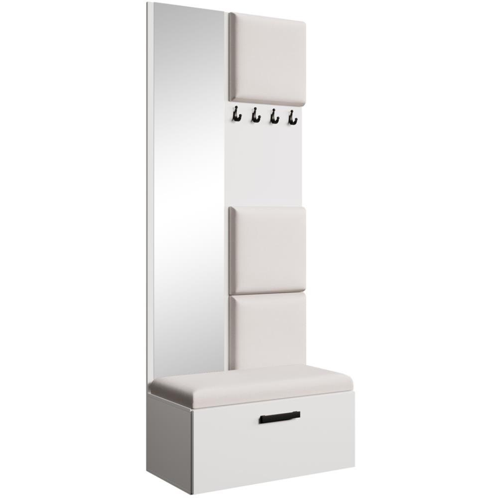 wohnli-moebel-suche-Garderobe-mit-gepolsterten-Paneelen-WeissBeige Wohnli Möbelsuche - Garderobe mit gepolsterten Paneelen