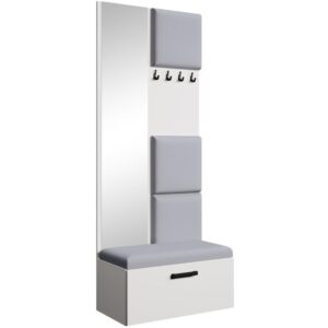 wohnli-moebel-suche-Garderobe-mit-gepolsterten-Paneelen-WeissGrau Wohnli Möbelsuche - Garderobe mit gepolsterten Paneelen
