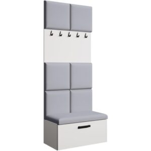 wohnli-moebel-suche-Garderobe-mit-gepolsterten-Paneelen-WeissGrau Wohnli Möbelsuche - Garderobe mit gepolsterten Paneelen