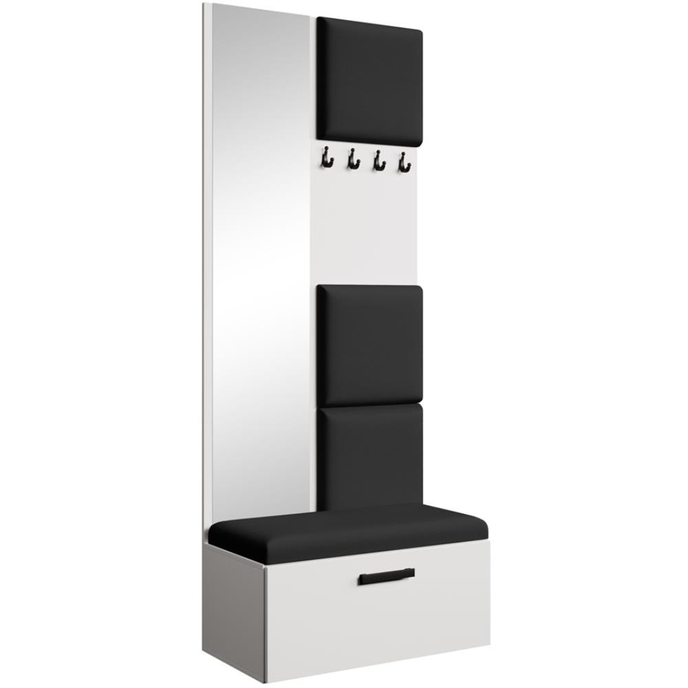 wohnli-moebel-suche-Garderobe-mit-gepolsterten-Paneelen-WeissSchwarz Wohnli Möbelsuche - Garderobe mit gepolsterten Paneelen