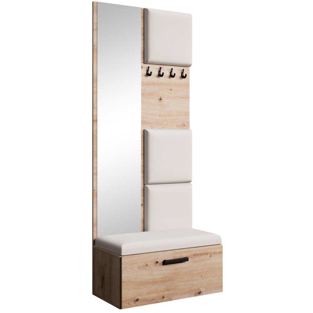 wohnli-moebel-suche-Garderobe-mit-gepolsterten-Paneelen-eiche-ArtisanBeige Wohnli Möbelsuche - Garderobe mit gepolsterten Paneelen