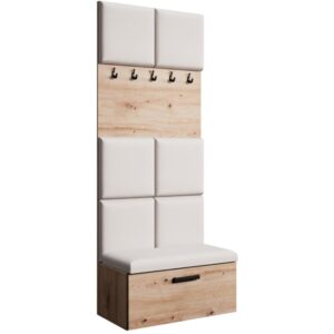 wohnli-moebel-suche-Garderobe-mit-gepolsterten-Paneelen-eiche-ArtisanBeige Wohnli Möbelsuche - Garderobe mit gepolsterten Paneelen