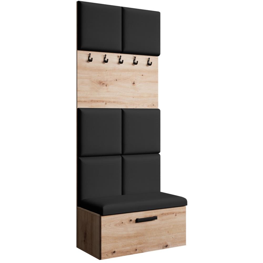 wohnli-moebel-suche-Garderobe-mit-gepolsterten-Paneelen-eiche-ArtisanSchwarz Wohnli Möbelsuche - Garderobe mit gepolsterten Paneelen