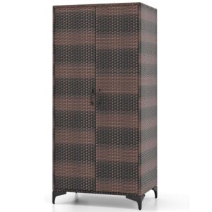Wohnli Möbelsuche - Garderobenschrank aus Rattan 72x50x157cm