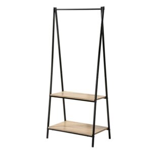 Wohnli Möbelsuche - Gardorenständer mit 2 Regalen im Industrial-Stil - Schwarz