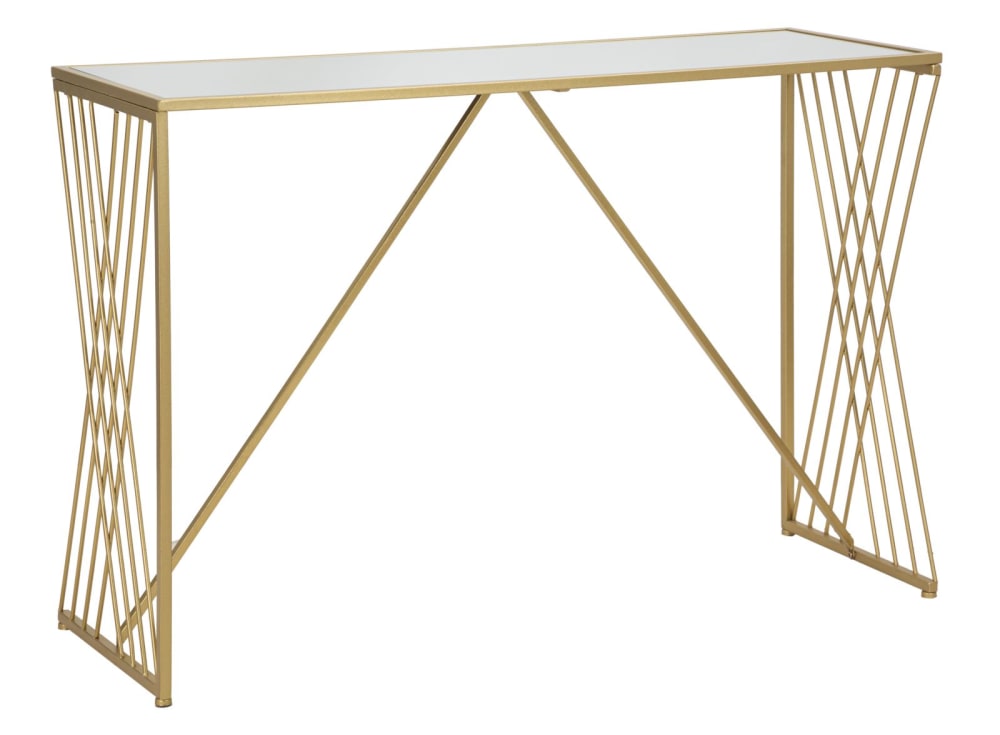 Wohnli Möbelsuche - Geometrische Konsole aus Metall und Spiegel cm 120x40x80