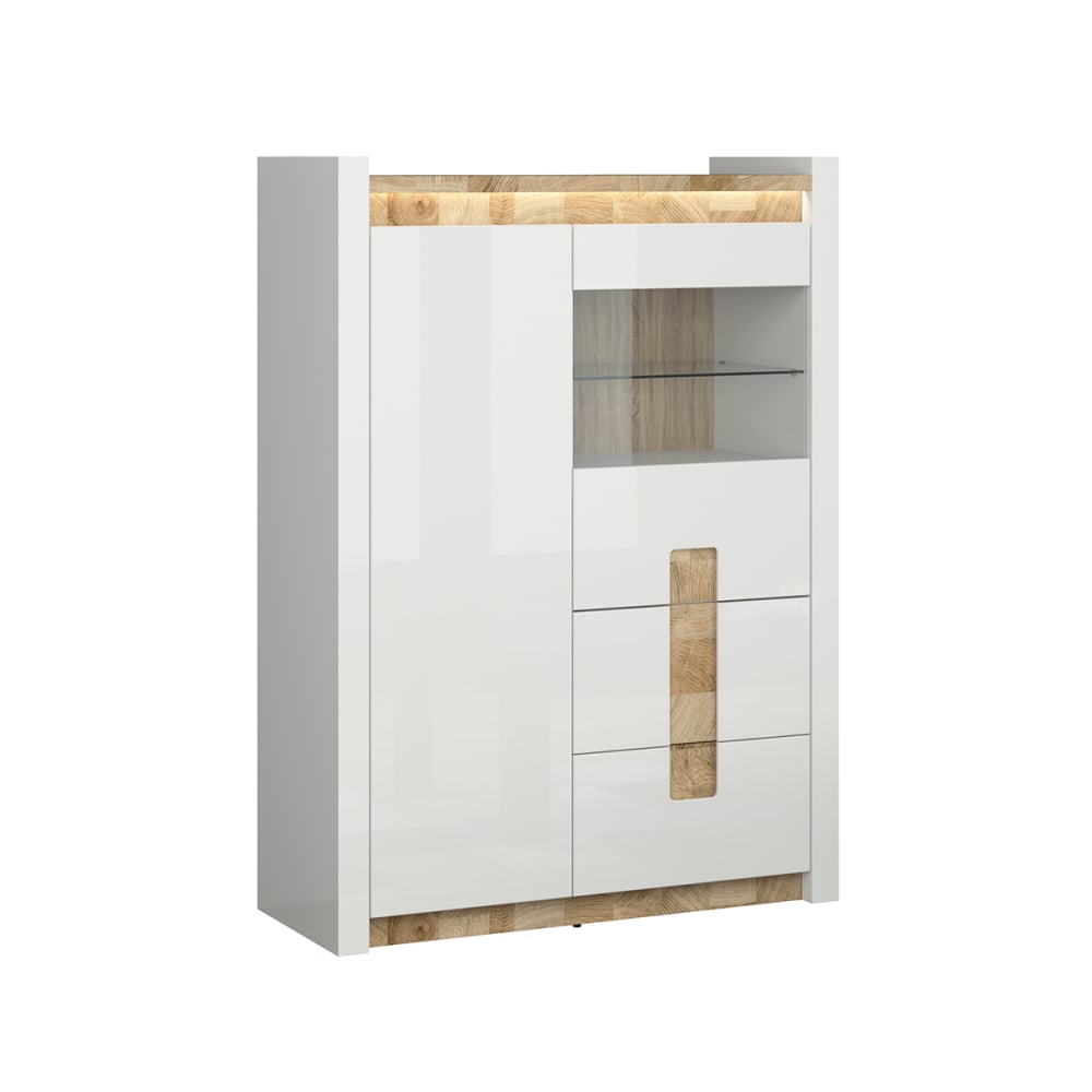 wohnli-moebel-suche-Geschirrschrank-141cm-mit-2-Schubladen-und-2-Tueren-Weiss-und-Holzoptik Wohnli Möbelsuche - Geschirrschrank 141cm mit 2 Schubladen und 2 Türen