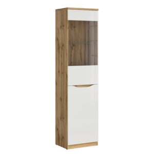wohnli-moebel-suche-Geschirrschrank-mit-1-Tuer-Weiss-und-Holzoptik-198cm Wohnli Möbelsuche - Geschirrschrank mit 1 Tür