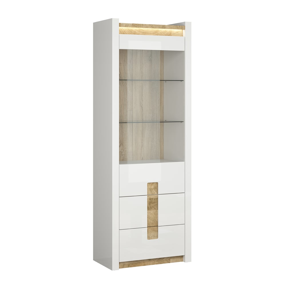 wohnli-moebel-suche-Geschirrschrank-mit-2-Schubladen-und-1-Tuer-Weiss-und-Holzoptik-202cm Wohnli Möbelsuche - Geschirrschrank mit 2 Schubladen und 1 Tür