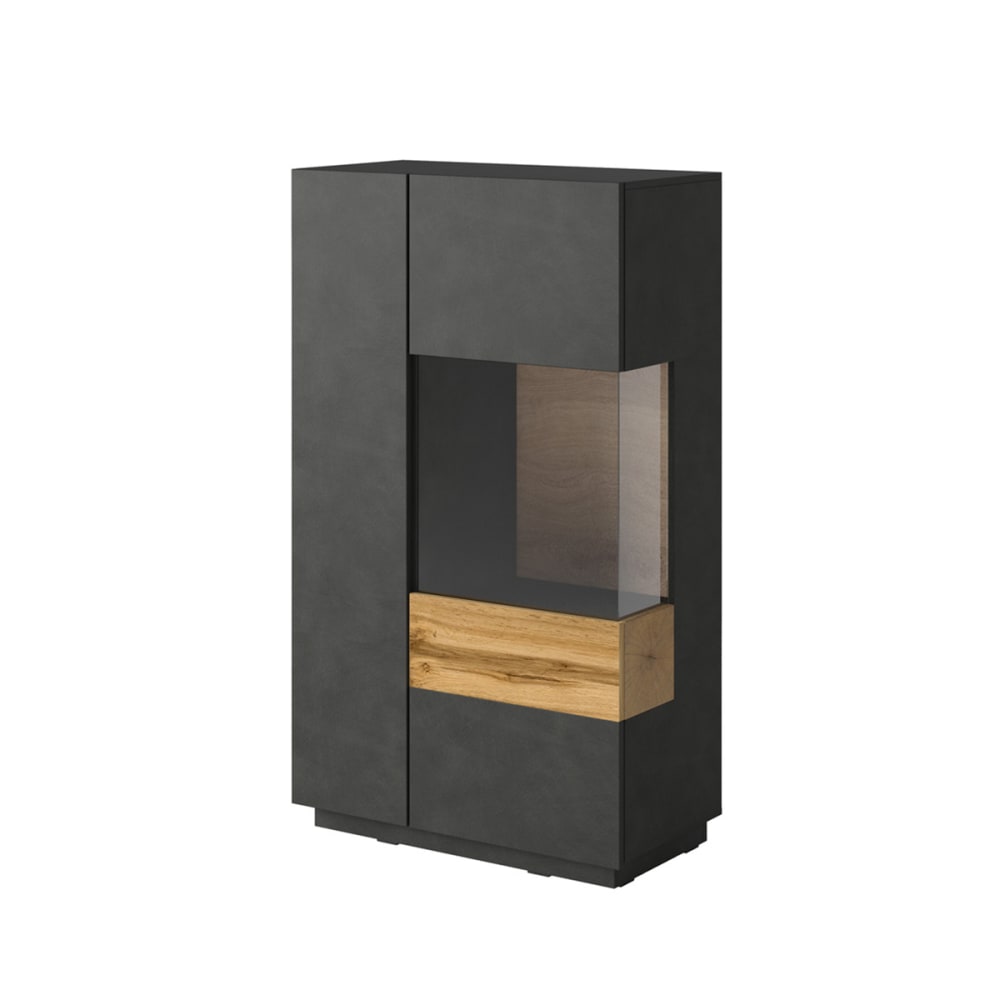 wohnli-moebel-suche-Geschirrschrank-mit-2-Tueren-Grau-und-Holzoptik-139cm Wohnli Möbelsuche - Geschirrschrank mit 2 Türen