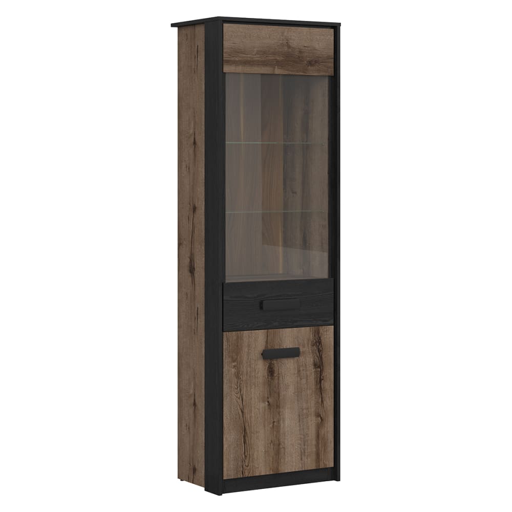 wohnli-moebel-suche-Geschirrschrank-mit-2-Tueren-Holzoptik-und-Schwarz-195cm Wohnli Möbelsuche - Geschirrschrank mit 2 Türen