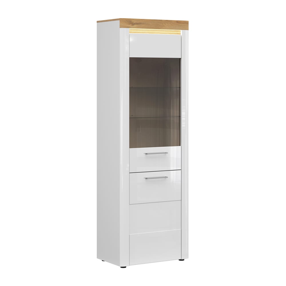 wohnli-moebel-suche-Geschirrschrank-mit-2-Tueren-Weiss-und-Holzoptik-205cm Wohnli Möbelsuche - Geschirrschrank mit 2 Türen