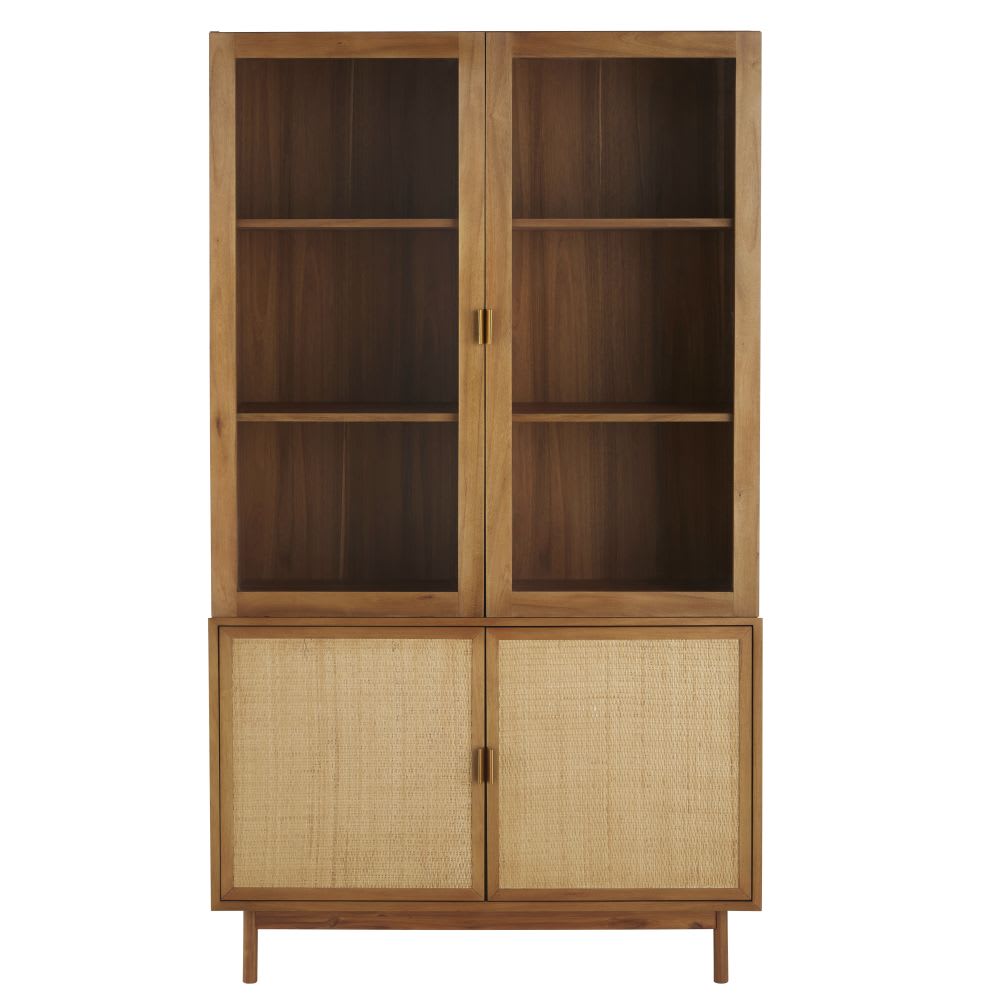 wohnli-moebel-suche-Geschirrschrank-mit-4-Tueren-aus-Sicherheitsglas-und-Rattangeflecht Wohnli Möbelsuche - Geschirrschrank mit 4 Türen aus Sicherheitsglas und Rattangeflecht