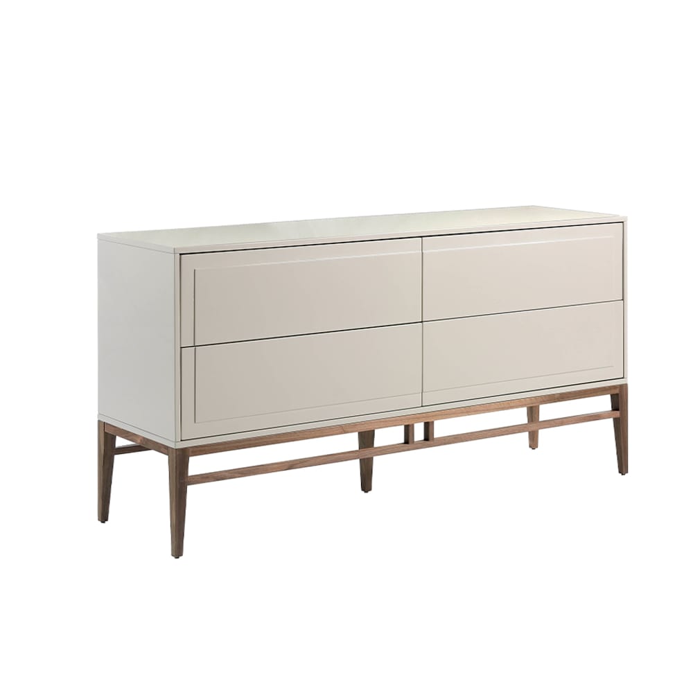 Wohnli Möbelsuche - Graues Sideboard mit Beinen aus Walnussholz