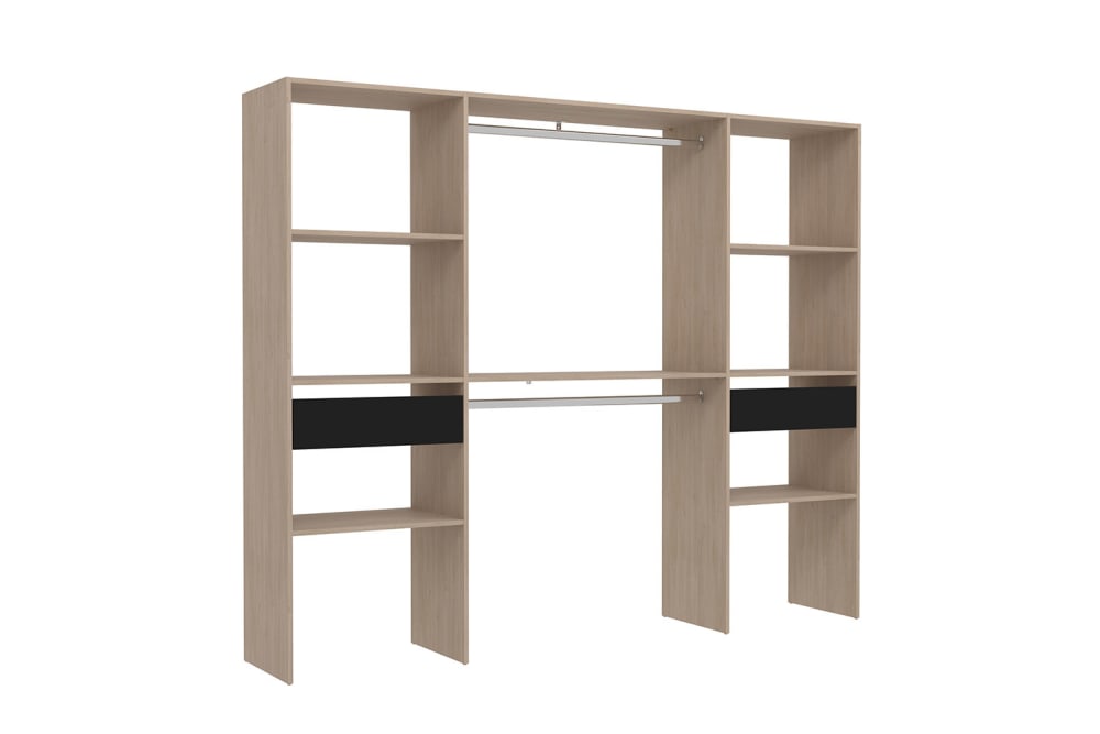 wohnli-moebel-suche-Grosser-Kleiderschrank-mit-2-Kleiderstangen-6-Regalen-und-2-Schubladen Wohnli Möbelsuche - Großer Kleiderschrank mit 2 Kleiderstangen