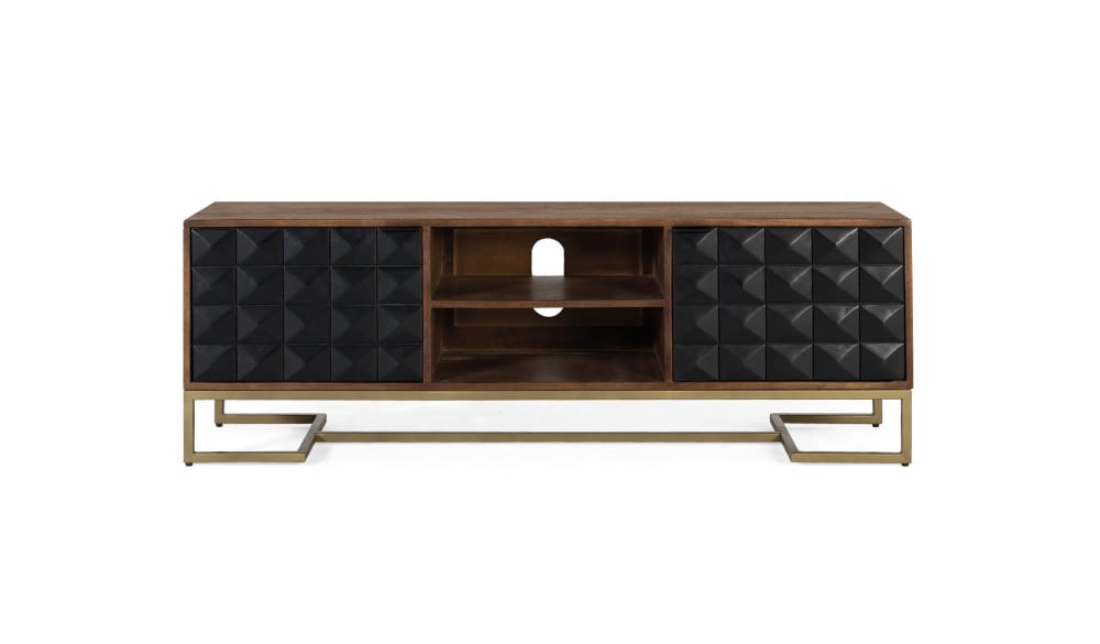 wohnli-moebel-suche-Handgefertigter-TV-Schrank-aus-Mangoholz-mit-goldenen-Beinen-150-cm Wohnli Möbelsuche - Handgefertigter TV-Schrank aus Mangoholz mit goldenen Beinen 150 cm