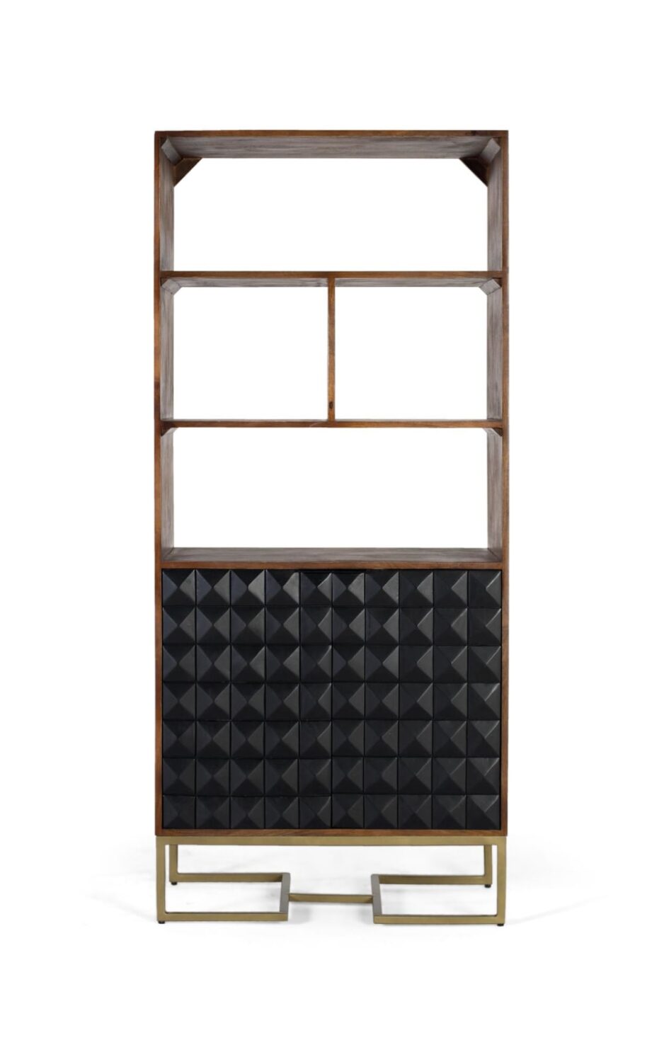 Wohnli Möbelsuche - Handgefertigtes Bücherregal aus Mangoholz mit goldenen Beinen