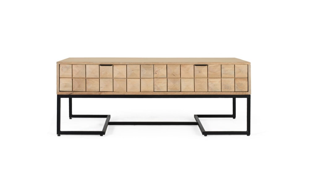 Wohnli Möbelsuche - Handgeschnitzter und handgefertigter Couchtisch aus Mangoholz 120 cm