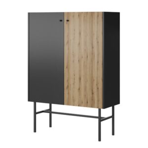 wohnli-moebel-suche-Highboard-2-tuerig-Schwarz-Holzoptik-Eiche-93-cm Wohnli Möbelsuche - Highboard 2-türig