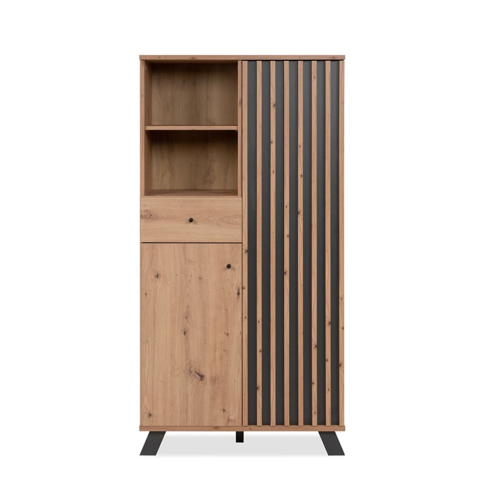 wohnli-moebel-suche-Highboard-mit-2-Tueren-2-Nischen-und-1-Schublade-H156-cm-Effekt Wohnli Möbelsuche - Highboard mit 2 Türen