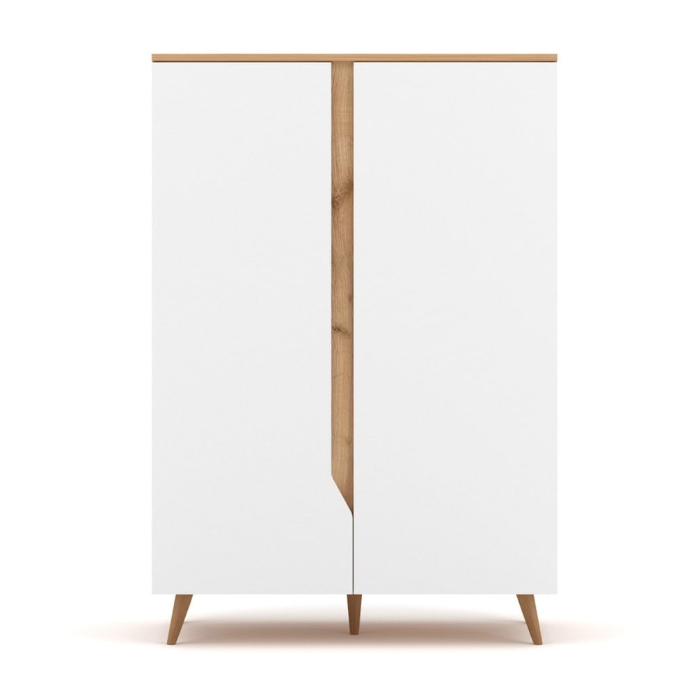 wohnli-moebel-suche-Highboard-mit-2-Tueren-L90-x-H132-cm-Dekor-Weiss-und-Holz Wohnli Möbelsuche - Highboard mit 2 Türen L90 x H132 cm - Dekor Weiß und Holz