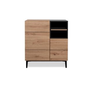 Wohnli Möbelsuche - Highboard mit 2 Türen und 2 Ablagen L80 cm - Holzdekor