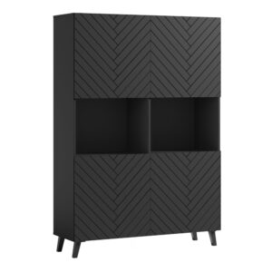 wohnli-moebel-suche-Highboard-mit-3D-Muster-aus-MDF-graphit-schwarz-120x39x128cm Wohnli Möbelsuche - Highboard mit 3D-Muster aus MDF