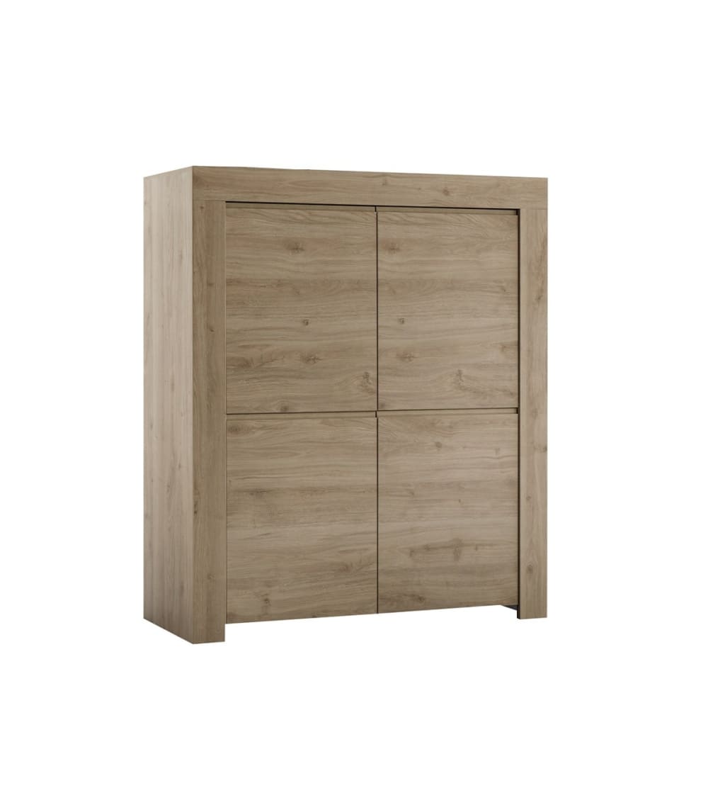 wohnli-moebel-suche-Highboard-mit-4-Tueren-H140-cm-Dekor-Eiche Wohnli Möbelsuche - Highboard mit 4 Türen H140 cm - Dekor Eiche