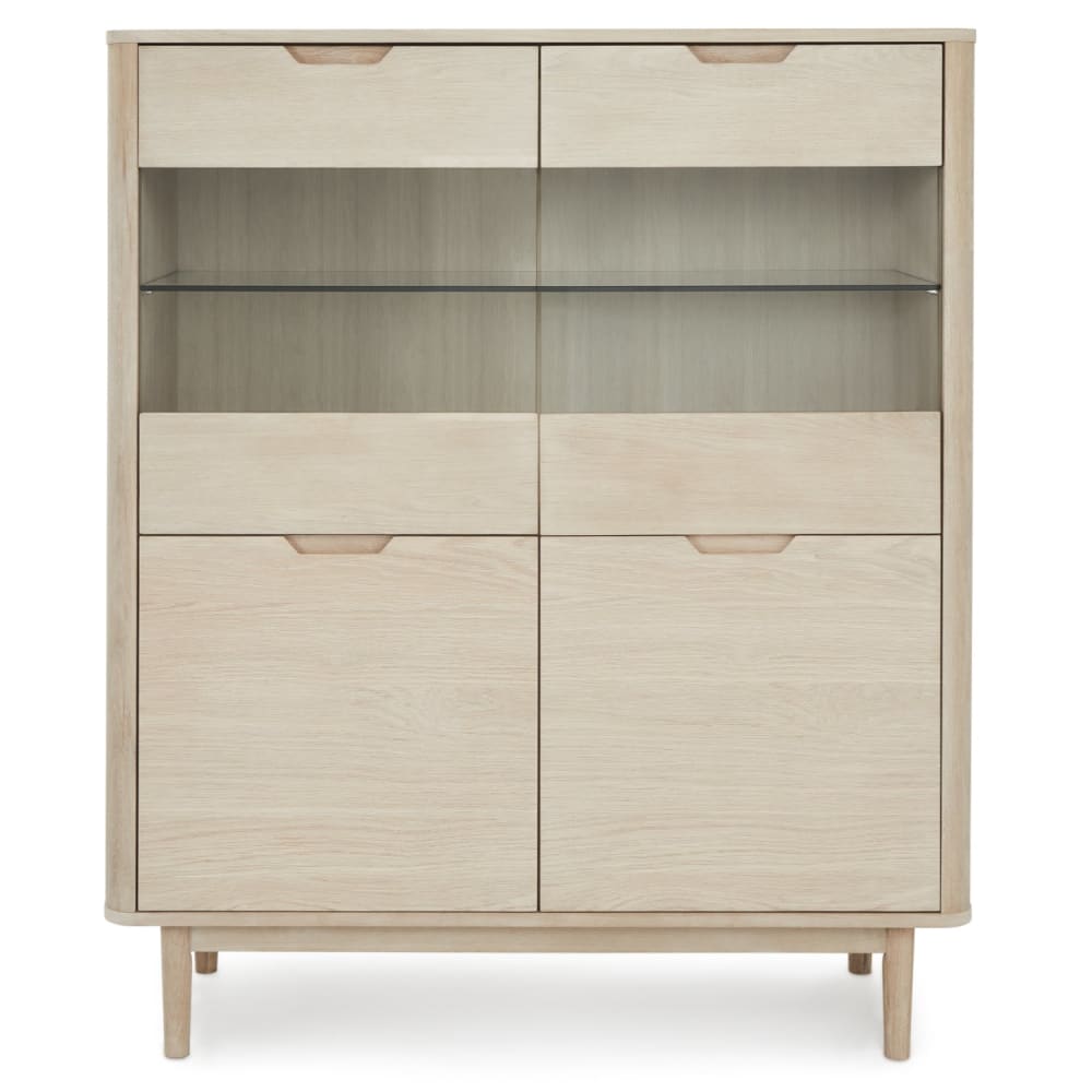 Wohnli Möbelsuche - Highboard mit 4 Türen aus Massiveiche Eichefarben