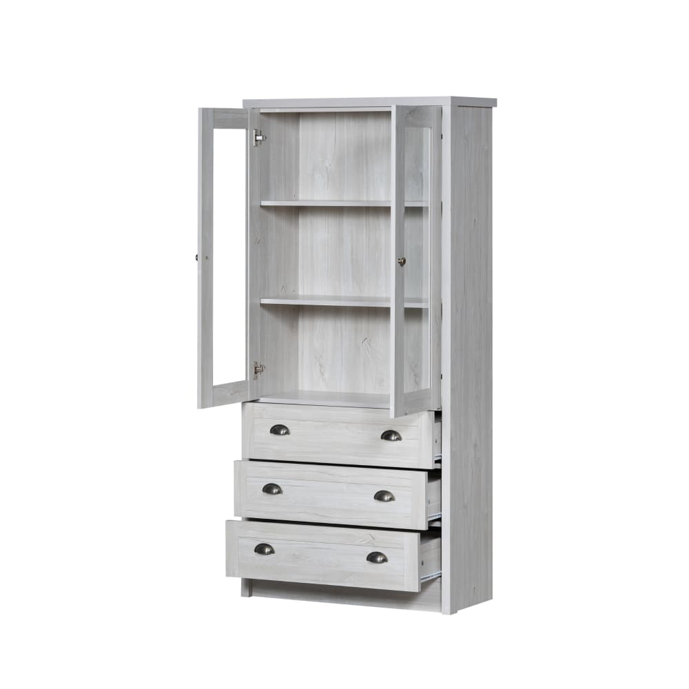 wohnli-moebel-suche-Highboard-mit-Glastueren-und-3-Schubladen-weiss Wohnli Möbelsuche - Highboard mit Glastüren und 3 Schubladen
