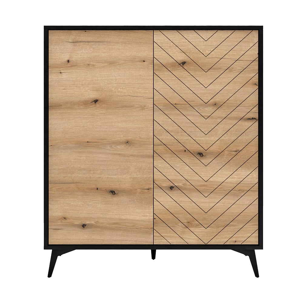 wohnli-moebel-suche-Highboard-mit-Tueren-aus-Holz103.5x39x119cm-schwarz-Eiche Wohnli Möbelsuche - Highboard mit Türen aus Holz